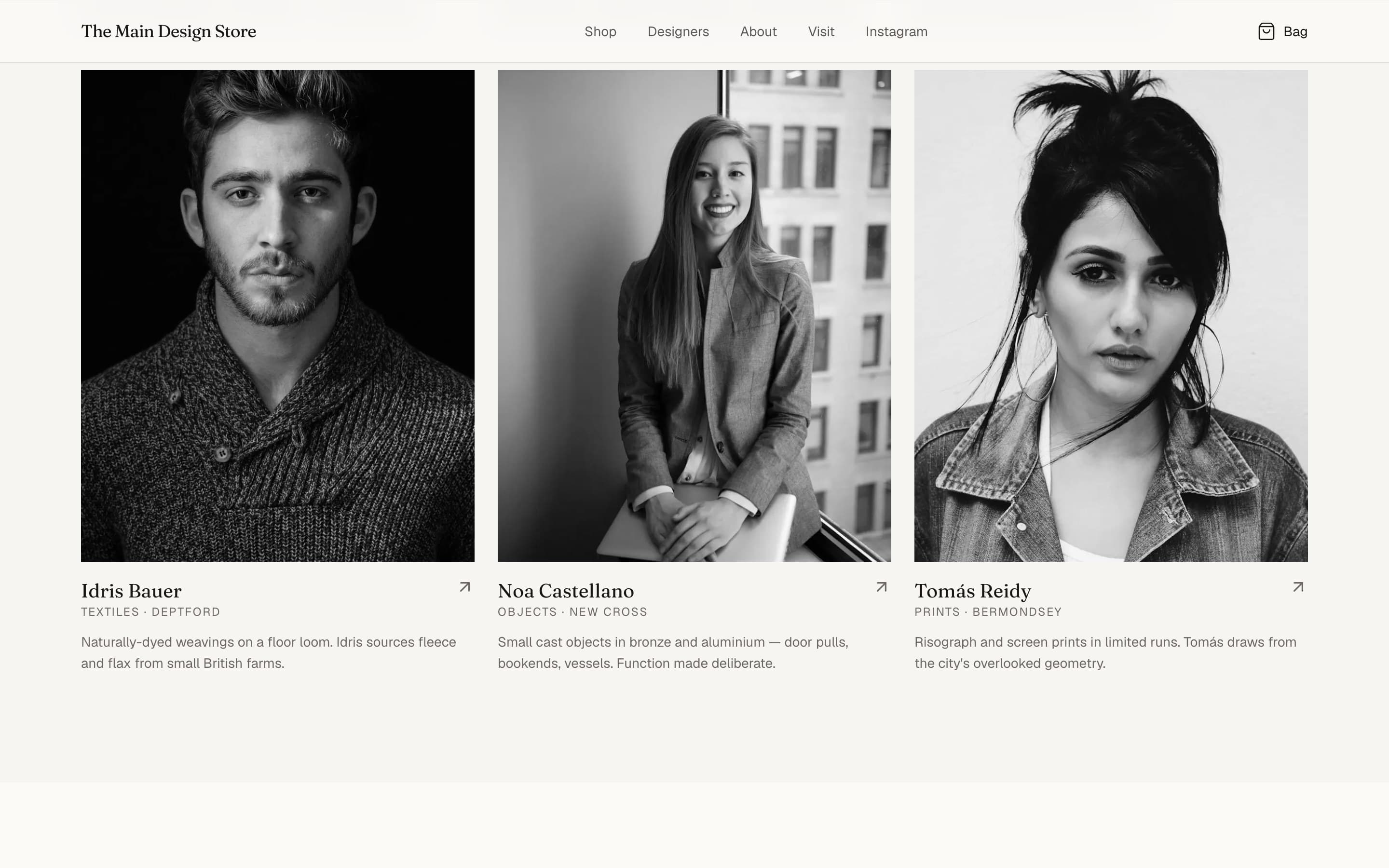 The Main Design Store — Maker portraits that put a face to the catalogue.